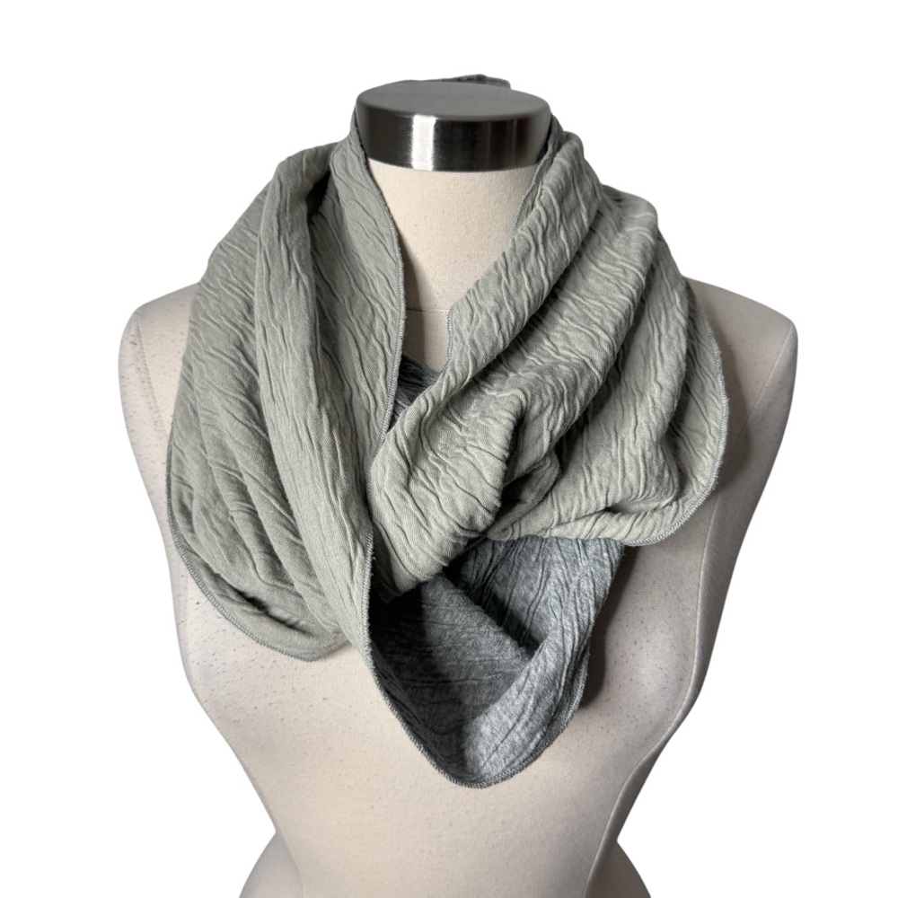 J.Jill Pure Jill Reversible Gray Tan Cotton Textured Infinity Scarf One Size